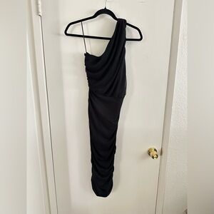 Black One-Shoulder Bodycon Cocktail Dress